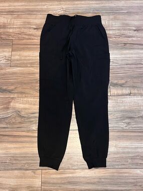 Women’s Black Jogger Cargo Scrub Pants with Drawstring Waist